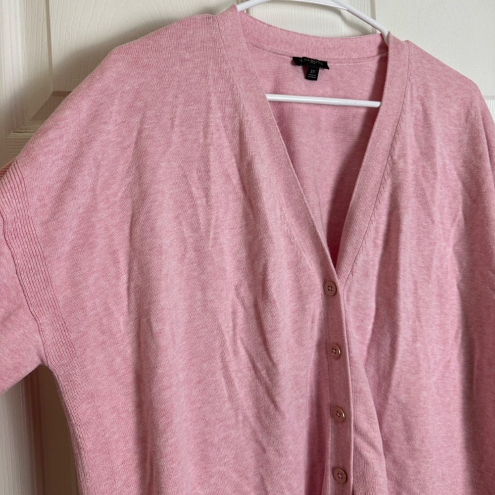 ! Talbots Pink Cotton Blend Valentine's Day Preppy Minimalist Cardigan Women 2X - Picture 2 of 6